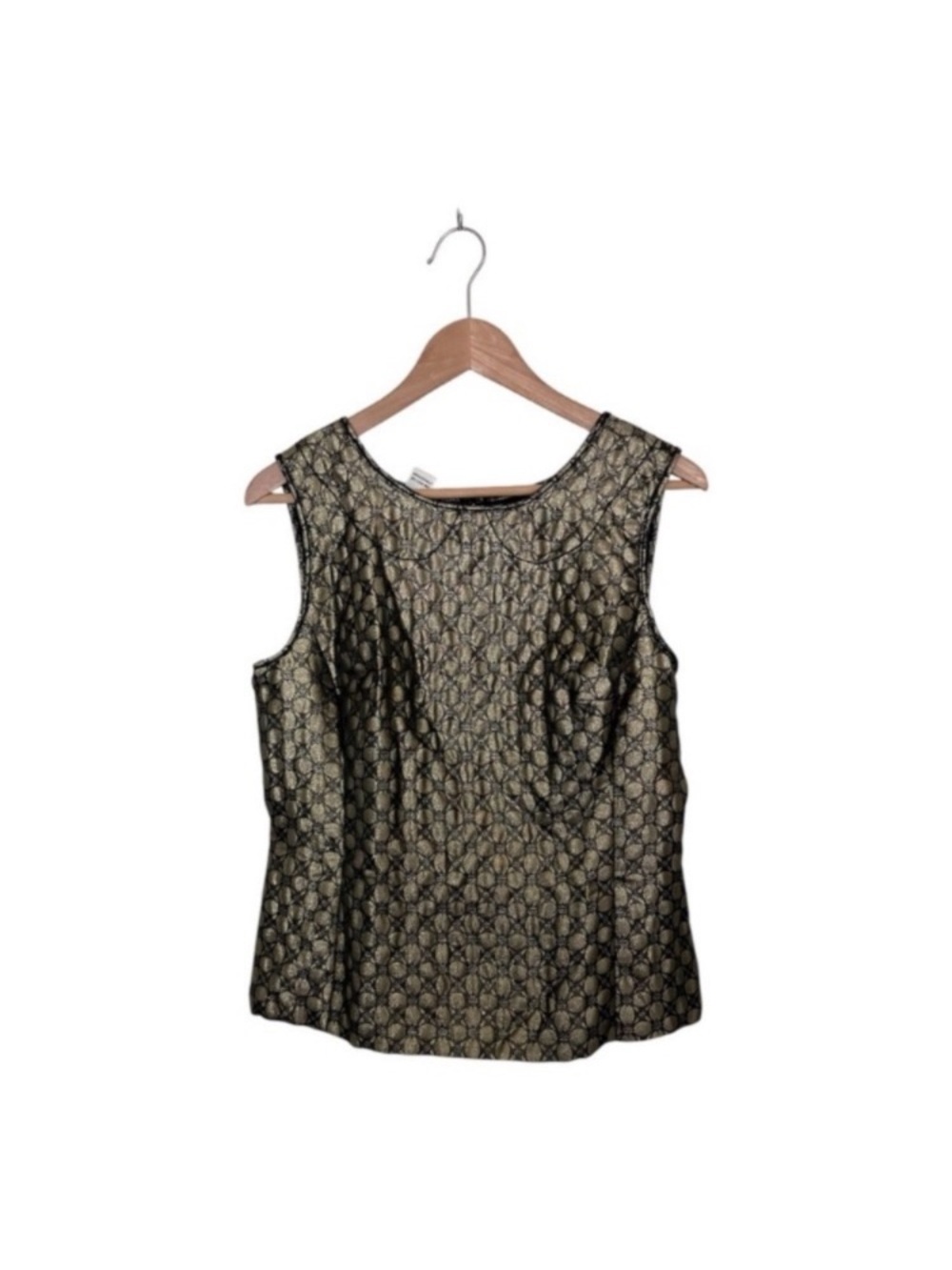 Studio M Metallic Jacquard Sleeveless Shell Top Gold/Black size Medium